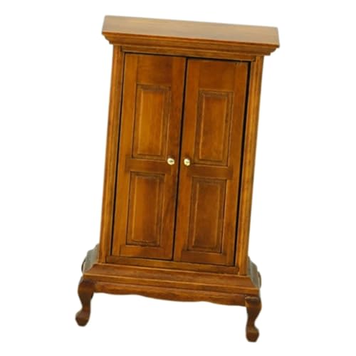 ERINGOGO Miniatur Puppenhaus Kleiderschrank aus Holz Europäischer Minimalistischer Doppeltür Schrank mit Großem Stauraum Realistische Details Stabiles Modell für Wohnkultur und Sammlungen von ERINGOGO