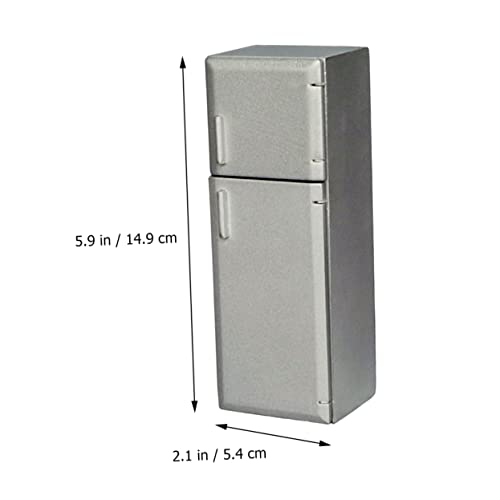ERINGOGO Miniatur Puppenhaus Möbel Modell Realistischer Doppel Tür Mini Fridge Glatte Oberfläche Detailgetreues Design für Puppenhaus Küche und Schlafzimmer Dekoration von ERINGOGO