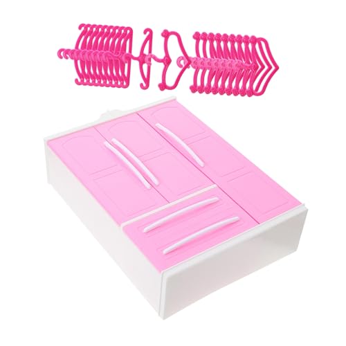 ERINGOGO Miniatur Puppenschrank mit Herz Geraden Mini kleiderhaken Abs Dreiseitiger Puppenhaus Kleiderschrank für Puppenkleidung Aufbewahrung und Dekoration von ERINGOGO