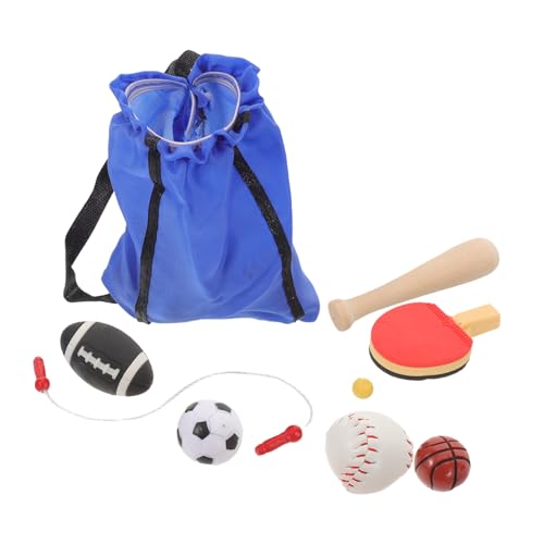 ERINGOGO Miniatur Sports Set für Puppenhaus Realistisches Basketball Fußball Springseil Stabiles Tragbares Miniatur Sportzubehör Langlebig für Puppenhausdeko und Fotorequisiten von ERINGOGO