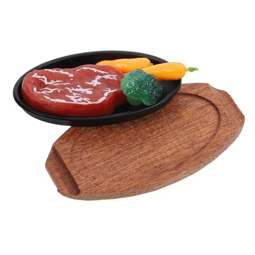 ERINGOGO Miniatur Steak Modell Teller Realistisch aus Robustem Material Künstliches Rindfleisch für Puppenhaus Küche Vielseitige Dekoration und Fotorequisite Kompakt und Transportabel von ERINGOGO