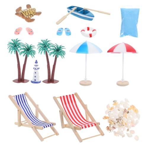 ERINGOGO Miniatur Strand Deko Micro Scene Accessoires mit Holz Sandliege und Muschel Sonnenschirm Fein Gearbeitete Sommer Miniatur für Puppenhaus Realistische Strandlandschaft Dekoration ERINGOGO Miniatur Strand Deko Micro Scene Accessoires mit Holz Sandliege und Muschel Sonnenschirm Fein Gearbeitete Sommer Miniatur für Puppenhaus Realistische Strandlandschaft Dekoration von ERINGOGO