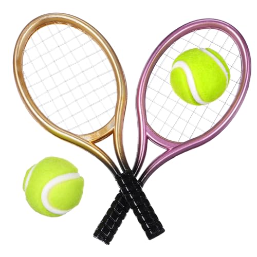 ERINGOGO 2sätze Mini Tennisrackets Und Bälle Teiliges Miniaturspielzeug Für Puppenhäuser Dekorative Accessoires Zufällige Farben Für Sammler von ERINGOGO