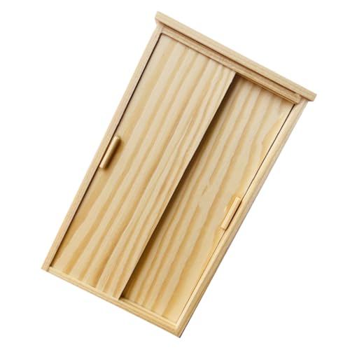 ERINGOGO Miniatur-kleiderschrank Aus Holz: Puppenhaus-möbelschrank Für Kinder, Spielzimmer, Puppenhaus-zubehör, Rollenspiel-Requisiten, Hellgelb von ERINGOGO