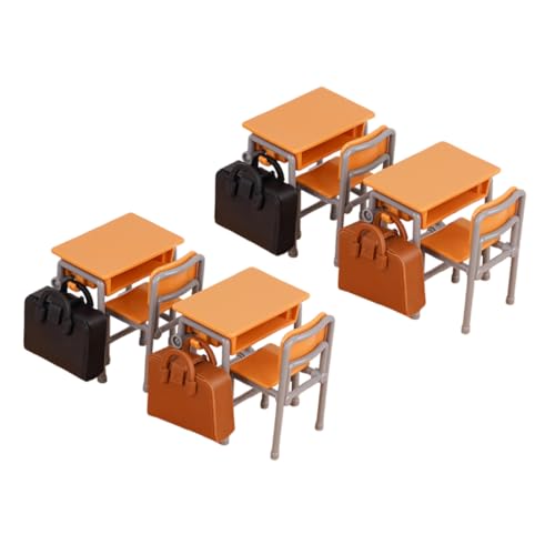 ERINGOGO Miniaturklassenmodell Miniatur -klassenzimmermodelle Mini House School Schreibtisch Dollhouse School Schreibtischstuhl Puppenhaus-miniatursimulationszubehör Mini Möbel Gelb Plastik von ERINGOGO