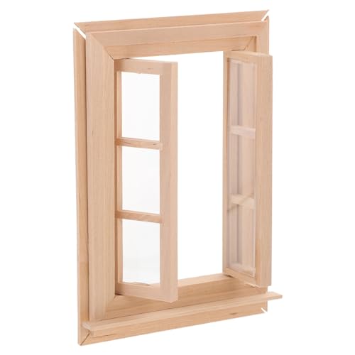 ERINGOGO Minifenster für kinderspielzeug hühner Dekoration holzmöbel Puppe Steht Zubehör Miniatur Fensterdekoration Mini-Hausschmuck hölzern von ERINGOGO