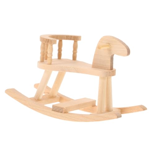ERINGOGO Modell Schaukelpferd Stuhl Kinderzimmer Holzhandwerk Pferdestuhl Mini Zubehör Vintage Puppe Schaukelpferd Modelle Miniatur Simulation Mini Schaukelpferd von ERINGOGO