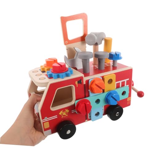 ERINGOGO Montessori Holz Werkzeugwagen für Kleinkinder Echtholz Werkzeugset mit Schrauben Muttern Motorikförderndes Lernspielzeug für Jungen und Mädchen Pädagogisches Stem Konstruktionsauto von ERINGOGO
