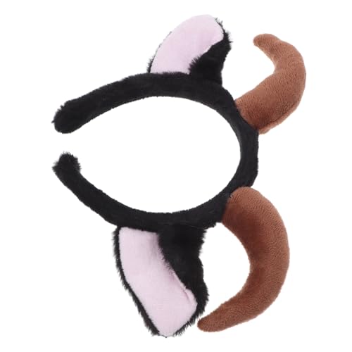ERINGOGO Niedliches Plüsch Stirnband Mit Ziegenhörnern Cartoon Tier Haarband Für Erwachsene Accessoire Für Halloween Weihnachten Und Kostümpartys von ERINGOGO