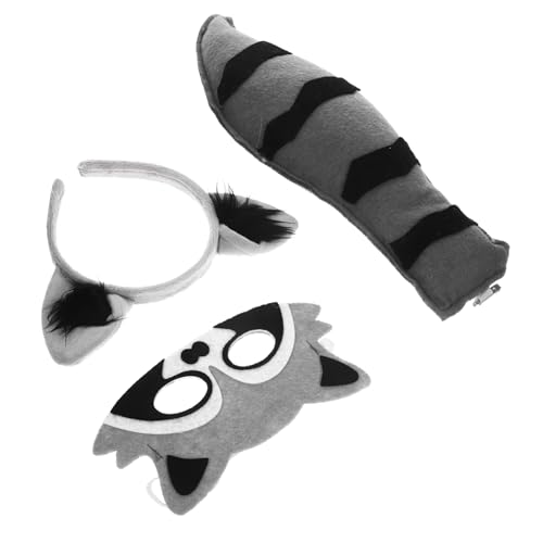 ERINGOGO Niedliches Waschbär Cosplay Set mit Kopfband Maske und Weiches Festival Tierkostüm Zubehör für Halloween Karneval und Kostümpartys von ERINGOGO