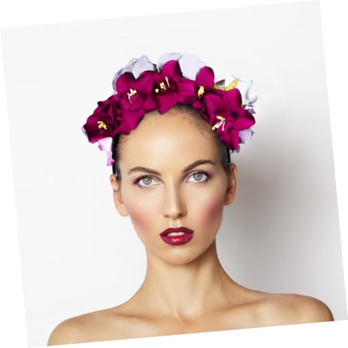 ERINGOGO Party Haarschmuck Halloween Stoff Haarreif mit Großer Rosenblüte Leichtes Wiederverwendbares Stirnband für Damen Festliche Kostüm accessoires für Halloween Party und Tag der Toten von ERINGOGO