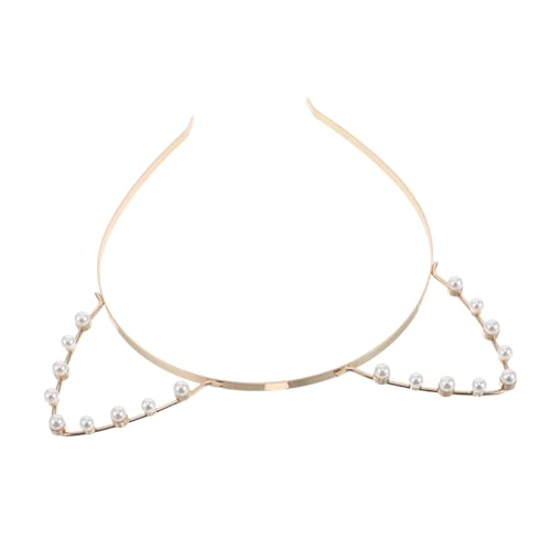 ERINGOGO Perlen katzenohren Haarreif für Mädchen Modisches Bequemes Stirnband aus Robustem Legierungs Kunststoffmaterial Rutschfestes Accessoire für Alltag Party und Cosplay von ERINGOGO