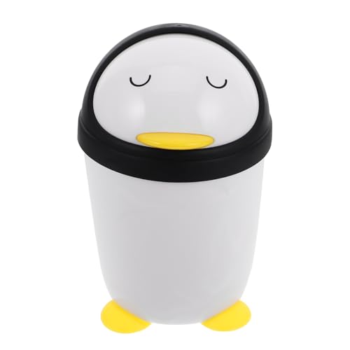 ERINGOGO Pinguin-mülleimer Mülleimer Für Kleiner Mülleimer Fürs Badezimmer Mini-mülleimer Für Das Schlafzimmer Kleiner Küchenabfalleimer Mülleimer Im Wohnheim Plastik Weiß von ERINGOGO