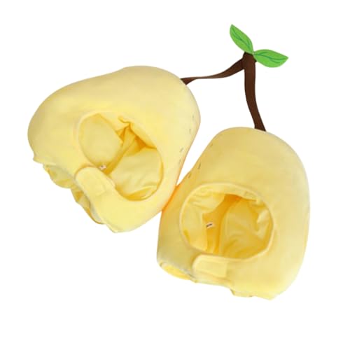 ERINGOGO Plüsch Birnen Kopfteil Doppelkopf Kostüm Kopfbedeckung Leichtes Partyaccessoire Bühnenperformance Karneval Halloween Geburtstag Karikatur Verkleidung von ERINGOGO