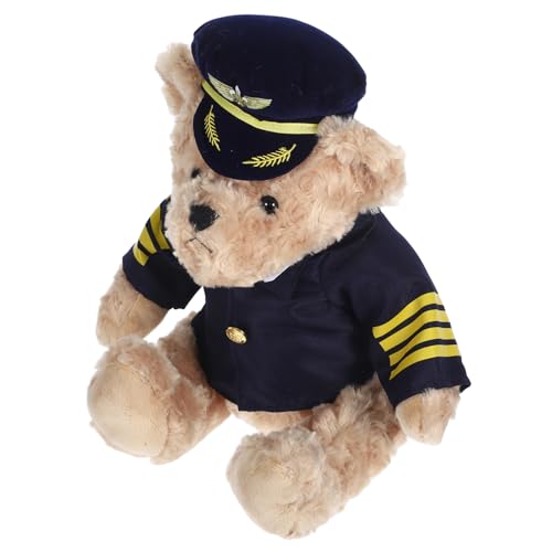 ERINGOGO Plüschbär mit Pilotuniform Weicher als Airline Captain Stofftier für Geburtstagsgeschenk und Festliche Dekoration für Sammler von ERINGOGO