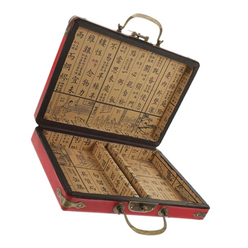 ERINGOGO Portable Mahjong Aufbewahrungsbox Retro Mahjong Koffer PU Box mit Griff für Reisen und Familie für von ERINGOGO