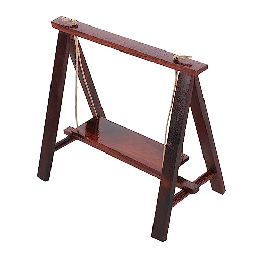 ERINGOGO Puppe Schaukel Mini - Miniaturschaukel Mädchen Mini- Mini-Schaukel- Mini House Decor Mini-Schaukel-Zubehör Holz Brown von ERINGOGO