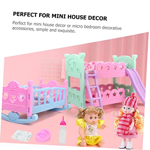 ERINGOGO Puppenbett Miniatur Puppenhaus Möbel Stabiles Doll Crib Kreative Spielzeugbett Dekoration für Mädchen von ERINGOGO