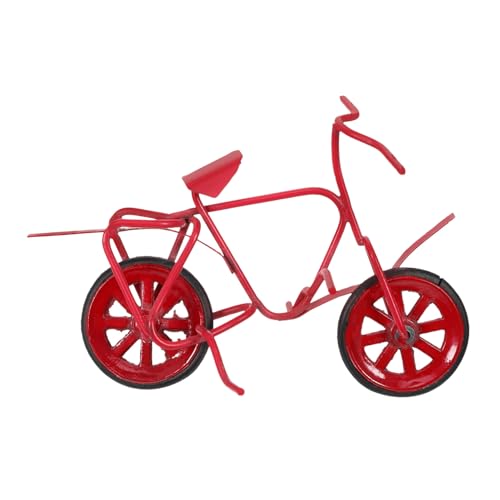 ERINGOGO Puppenhaus Fahrrad Mini Bausätze Retro Tür Blume deko kleines Fahrradmodell kleine Fahrradverzierung Desktop-simuliertes Fahrradmodell Fahrradsimulationsmodell Eisen rot von ERINGOGO