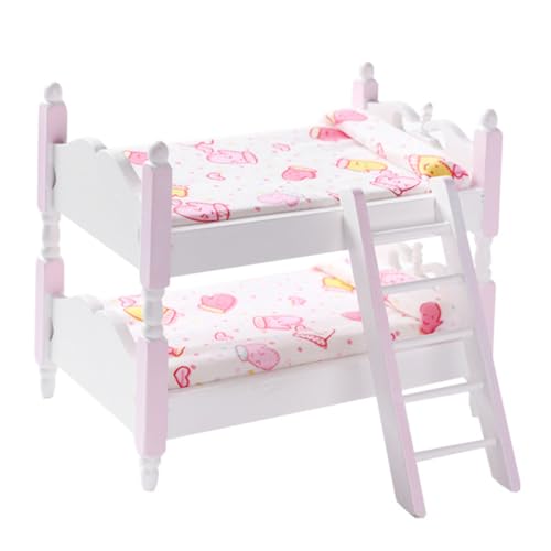 ERINGOGO Puppenhaus Holz Etagenbett Miniatur Möbel Kinderzimmer Zubehör Puppenbett mit Hochwertiger Verarbeitung und Detailgetreuem Design Rosa ERINGOGO Puppenhaus Holz Etagenbett Miniatur Möbel Kinderzimmer Zubehör Puppenbett mit Hochwertiger Verarbeitung und Detailgetreuem Design Rosa von ERINGOGO