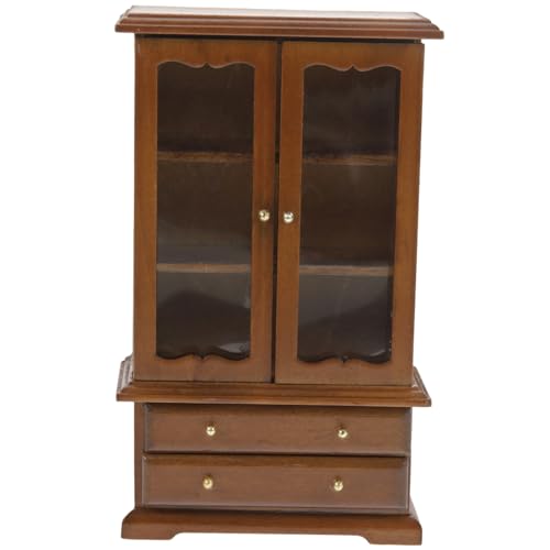 ERINGOGO Puppenhaus Holzregal Für Miniaturfiguren Dreistöckiges Bücherregal Walnussfarbe Für Puppenstuben Dekoration Und Zubehör von ERINGOGO