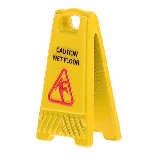 ERINGOGO Dollhouse Miniature Wet Floor Caution Sign Gelbes Warnschild Für Puppenhaus Und Feengarten Sicherheits-Spielzeug Für Kreative Rollenspiele Fotorequisiten Und Lernspielzeug von ERINGOGO