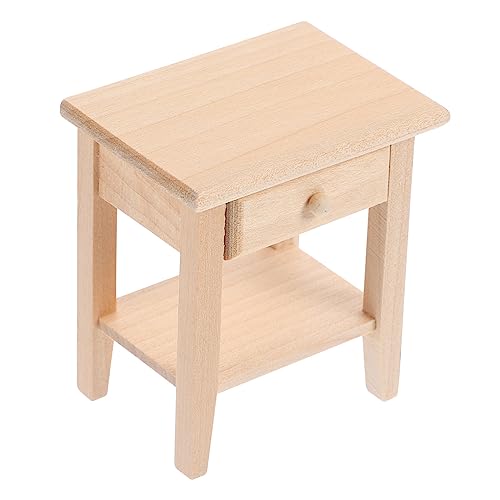 ERINGOGO Puppenhaus Möbel Zubehör Stabiles Holz Nachttisch Modell für Puppenhaus Schlafzimmer Dekoration von ERINGOGO