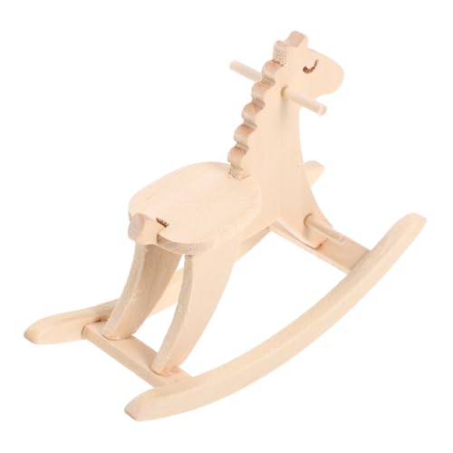 ERINGOGO Puppenhaus Pferd Modell Puppenhaus Schaukelpferd Puppenhaus Schaukelpferd Puppenhaus Stuhl Schaukelpferd Puppenhaus Schaukelstuhl 1 12 Klein Miniatur Winzig Birke Beige von ERINGOGO