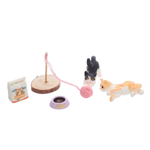 ERINGOGO Puppenhaus Set Dekor Kleine Katzenfiguren Katzenfiguren Spielset Katzenminiaturen Miniatur Kätzchen Ornamente Miniatur Für Puppenhaus Kätzchenfiguren Für Katzen Spielset von ERINGOGO
