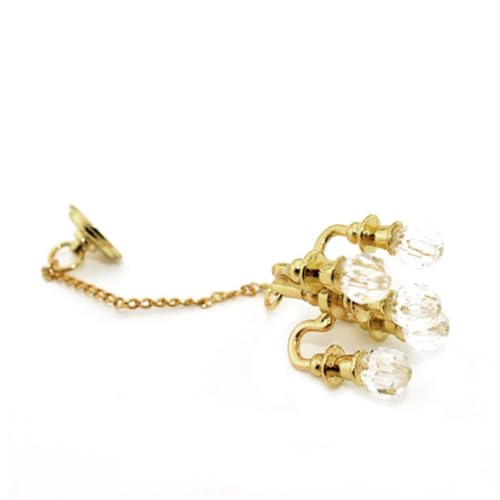 ERINGOGO Puppenhaus Zubehör aus Langlebiger Legierung Detailreiche Goldene Mini Hängelampe für DIY Spielhaus Dekoration Spielerisches von ERINGOGO