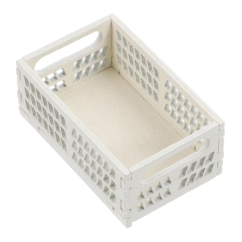 ERINGOGO Puppenhaus-aufbewahrungsbox Aufbewahrungskorb Badezimmerkörbe Miniatur Aufbewahrungskörbe Wäschekorb Puppenmöbel Puppenhaus Korb Winzige Dinge Kleine Kisten Weiß Hölzern von ERINGOGO