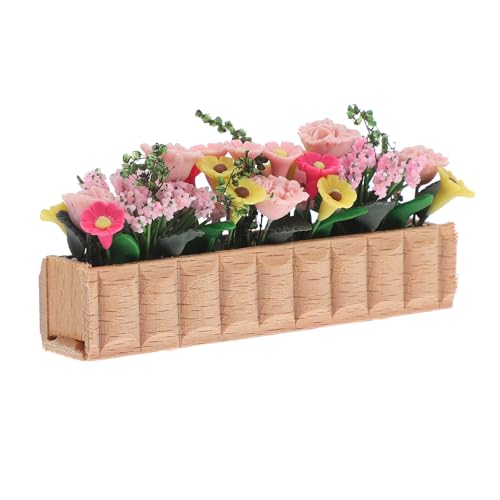 ERINGOGO Puppenhaus Zubehör Blumen Miniatur Holz Blumentopf Maßstab 1:12 Box-dauerhaft von ERINGOGO