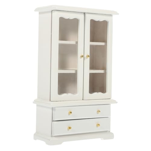 ERINGOGO Puppenhausmöbel Regal Mädchen Anzeige Bausatz Miniatur Möbelmodell Minischrank Zum Basteln Puppenhauszubehör Minischrank Für Mini-holzschrank Weiß Hölzern von ERINGOGO