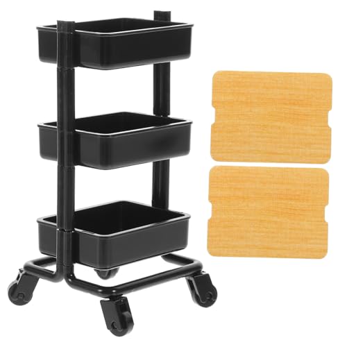 ERINGOGO Puppenhauswagen Möbel Mini- - Miniatur Puppenwagen Stütze Mini Steht Für Display Erste Gebrauchswagen Bewegliches Trolley-Modell Mini-Trolley Mini-hausbedarf Plastik Black von ERINGOGO