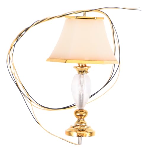 ERINGOGO Puppenstuben-Tischlampe batteriebetriebene puppenhausbeleuchtung Bett klein für kinderspielzeug Decor Mini-Lampenverzierung dekoratives Mini-Licht Plastik Golden von ERINGOGO
