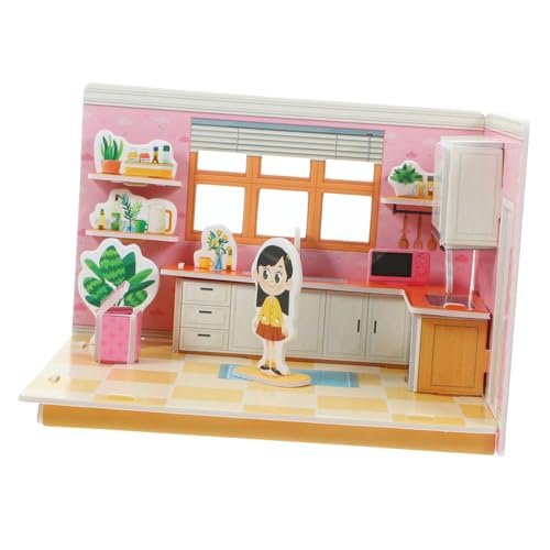 ERINGOGO Puzzle Küchenmodell DIY Papier Bastelset Miniatur Küche zum Zusammenbauen Langlebiges Sicheres Material Detailreiches Design für Bastelfreunde von ERINGOGO