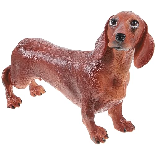 ERINGOGO Realistische Simulation Hund Figur Braune Statue Tierische Dekoration für Kinderzimmer Kognitives Lernspielzeug aus Robustem Kunststoff von ERINGOGO