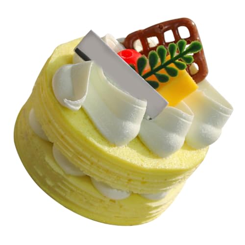 ERINGOGO Realistisches Künstliches Kuchenmodell Detailgetreue Tortendeko Dekoratives Dessertattrappe für Ladenschaufenster Hochzeit Party Fotorequisit Leicht und Langlebig Gelb von ERINGOGO