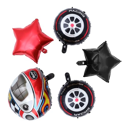 ERINGOGO Rennwagen Helm Reifen Aluminiumfolie Ballons Set Geburtstagsdeko Partyzubehör Junge Racing Car Thema Fest Dekoration Langlebig Wiederverwendbar von ERINGOGO