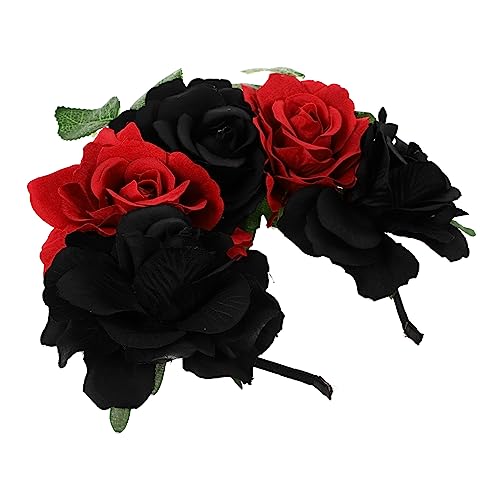ERINGOGO Rosen Haarreif Für Halloween Roter Und Schwarzer Blumenhaarschmuck Ideales Haaraccessoire Für Frauen Zur Halloween Party Festlicher Kopfschmuck Für Besondere Anlässe von ERINGOGO