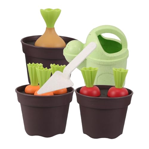 ERINGOGO Sandspielzeug Set mit Gartenwerkzeugen aus Robustem Material Inklusive Kleiner Schaufel Gießkanne und Karottenpflanz-Set für Strand Sandkasten und Outdoor-Spiel Leicht zu Reinigen von ERINGOGO