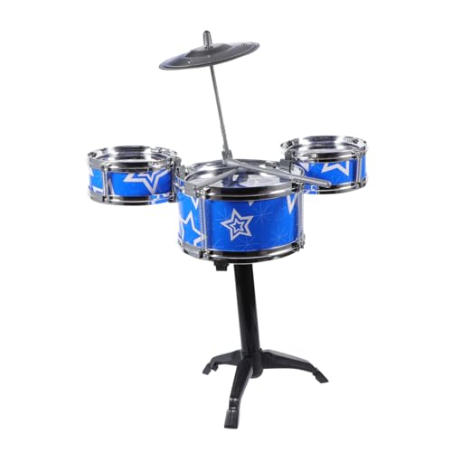 ERINGOGO Schlagzeug Set Pädagogisches Musikinstrument Sicherer und Langlebiger Trommelspielzeug für Kleinkinder Fördert Musikalische Früherziehung Trommeln Sternenhimmel Blau Silberring von ERINGOGO