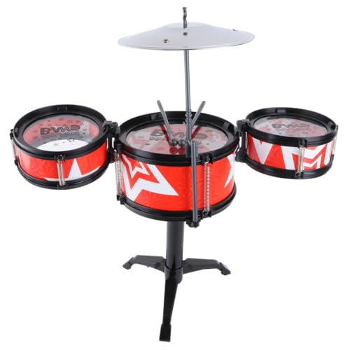 ERINGOGO Schlagzeug Trommelset Rot Pädagogisches Percussion Instrument für Jungen und Mädchen Fördert Kreativität Hand Auge Koordination Sicherer Kunststoff Einfach zu Montieren Verstauen von ERINGOGO