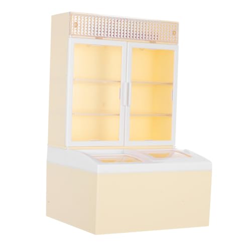 ERINGOGO Simulation eines Eisschranks Puppenhaus-Gefriermodell Miniatur-Spielhausdekoration Kind Übertreibungs Lebensnahe Spielzeuge kühlschrank Möbel vorgeben Creme Plastik Beige von ERINGOGO
