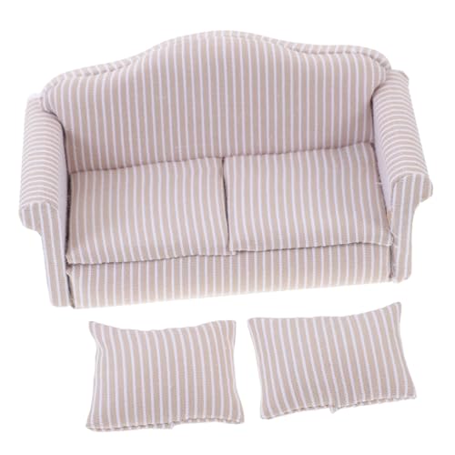 ERINGOGO Miniaturmöbel Sofa Für Puppenhaus Elegantes Strapazierfähiges Design Gestreiftem Für DIY Puppenhäuser Als Spielzeug Oder Fotodekoration von ERINGOGO