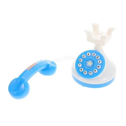 ERINGOGO Spielzeugtelefon für Kleinkinder Schnurgebundenes Puppenhaus Telefon im Vintage Stil Interaktives Rollenspiel Telefon für Blau ohne Batterien Langlebiges von ERINGOGO
