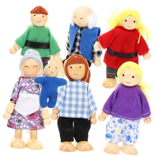 ERINGOGO Teilige Holzpuppenfamilie Bewegliche Figuren Für Puppenhaus Zubehör Für Kleinkinder Familienpuppen Im Farbenfrohen Design Für Kreatives von ERINGOGO
