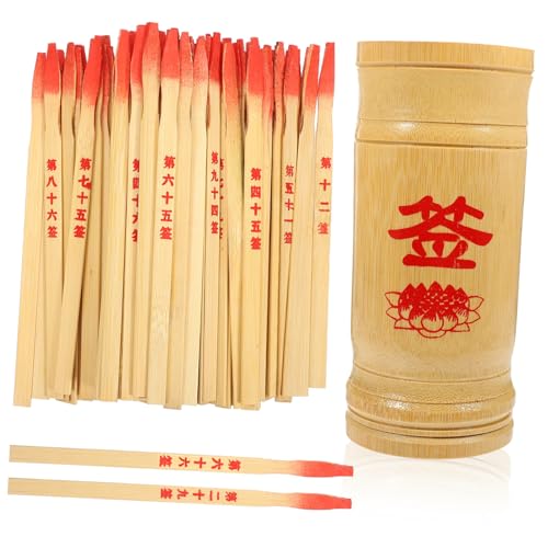 ERINGOGO Teiliges Bambus Divinationsspiel mit Nummerierten Glücksstäben und Eimer Langlebiges Chinesisches Orakelspiel für Familie Büro Tempel und Neujahrsfeier Interaktives Glücksbambus von ERINGOGO