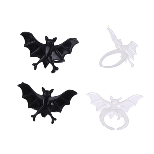 ERINGOGO Teiliges Fluoreszierende Halloween Fledermaus Ringe aus Kunststoff Verstellbare Leuchtringe für Kostümparty und Halloween Deko Tragbare Zufällige Farben für Indoor von ERINGOGO