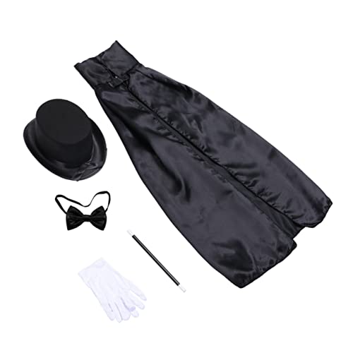 ERINGOGO Teiliges Halloween Zauberer Kostümset Für Umhang Hohe Mütze Zauberstab Handschuhe Und Fliege Für Karneval Maskerade Und Kostümpartys von ERINGOGO
